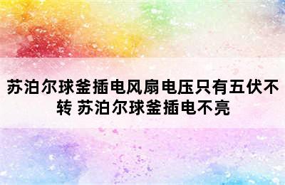 苏泊尔球釜插电风扇电压只有五伏不转 苏泊尔球釜插电不亮